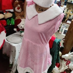 Pink dress w/ hat and fingerless gloves